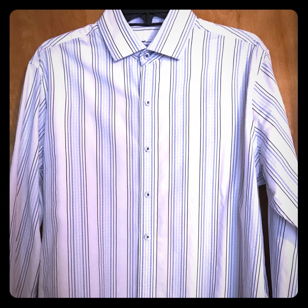 Tasso Elba blue and white dress shirt